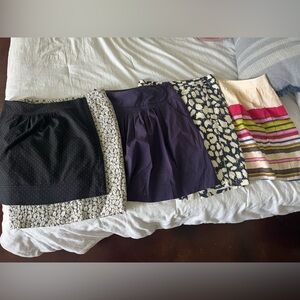 Lot of 5 LOFT Black, Purple, and Multicolor Skirts